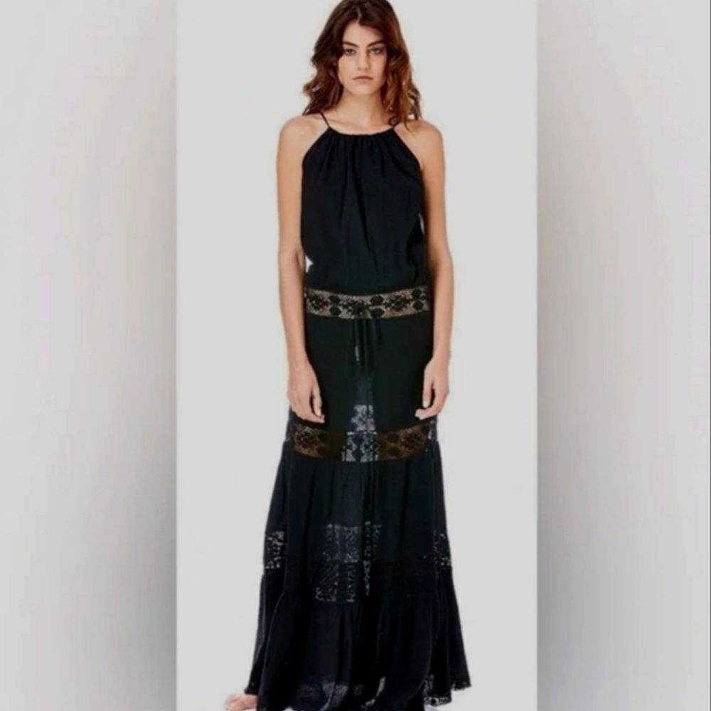 Michelle Jonas Hippie Gauze Maxi Dress Gray Size M New